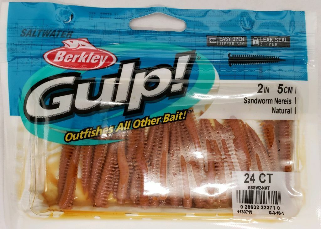 24 Berkley Gulp 2 Sandworms Soft Plastic Fishing Lure Bait