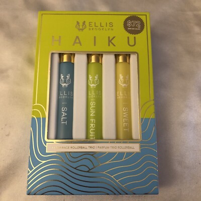 Ellis Brooklyn HAIKU Fragrance Rollerball Trio Salt, Sweet & Sun Fruit EDP NIB.