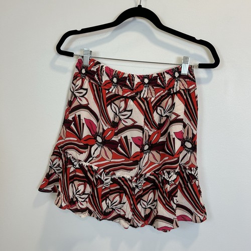 NWT By Anthropologie - Pink floral elastic smocked waist tiered skirt Small - Picture 10 of 10