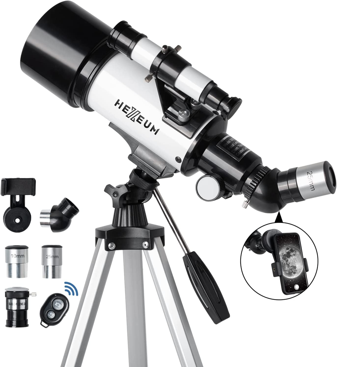 Hexeum Telescope 70mm Aperture 500mm AZ Mount Tripod Phone Adapter