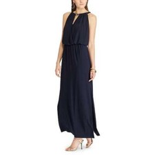 Chaps Women's Keyhole Surplice Sleeveless  Maxi Dress Navy Size S $160