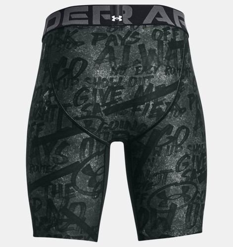 NWT Under Armour HeatGear Youth Boy's Size Large Message Baselayer Black Shorts - Picture 2 of 2