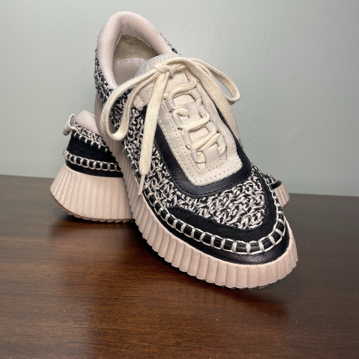 Dolce Vita Dolen Leather & Crocheted Platform Sneakers Tennis