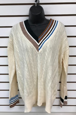 Veronica Beard Women's V-neck Cotton Blend Cream Sweater, Size S