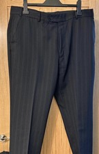 Jeff Banks Suit Black Pinstripe Wool, Jacket 44”, Trousers 38”￼, Exc. Condition 