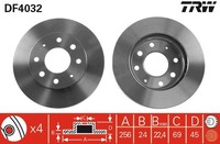 2X Bremsscheibe TRW DF4032 FüR Runner Mitsubishi Space Santamo KIA Wagon Hyundai