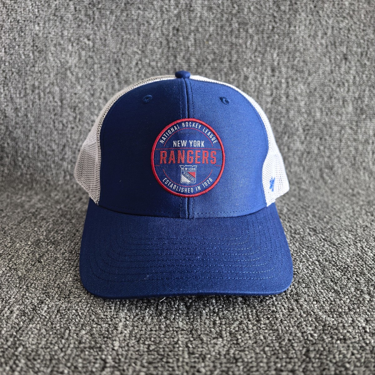 '47 Brand NHL New York Rangers Blue White Trucker Snapback Hat Cap