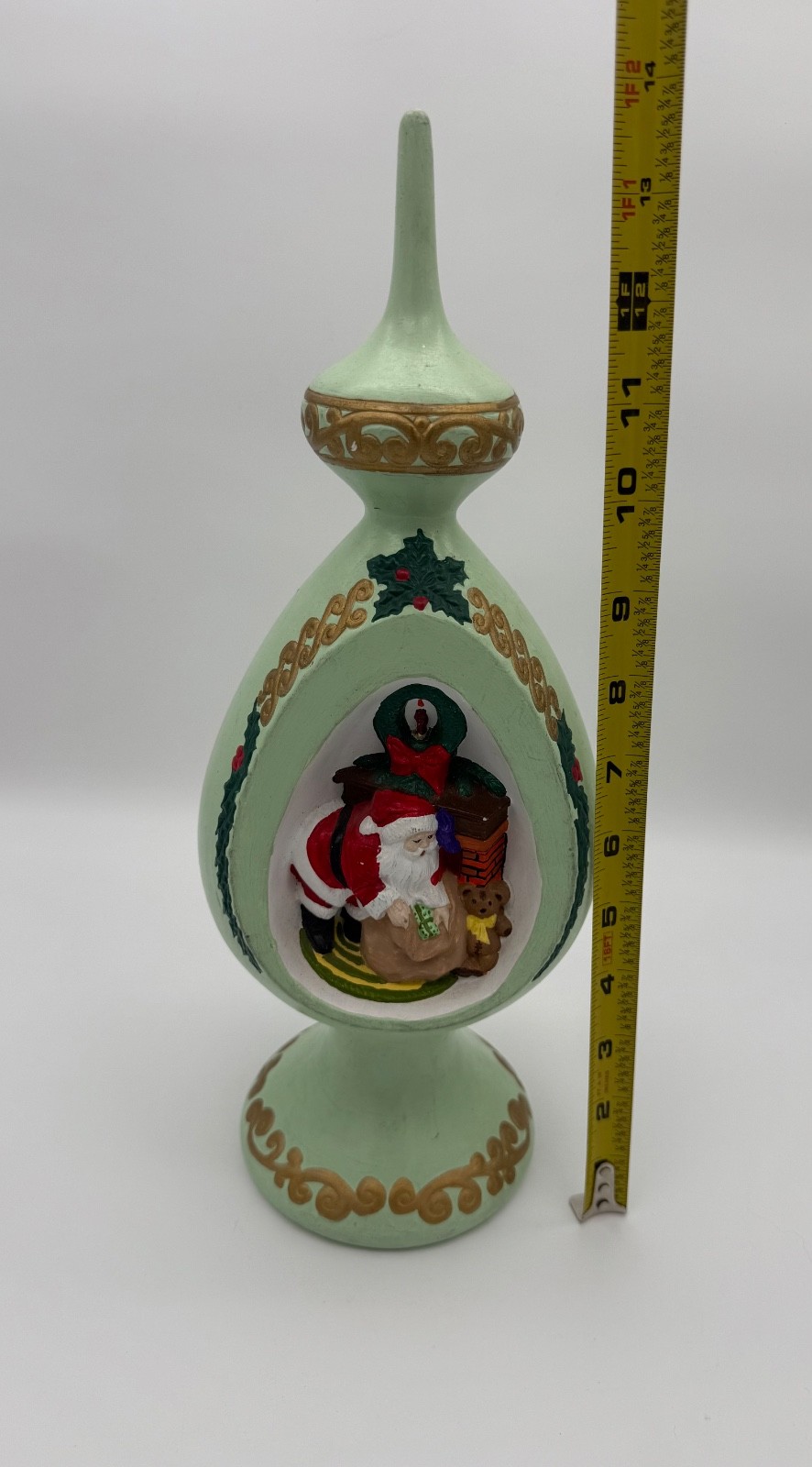 Vintage 1977 Byron Molds Christmas Ceramic Ornate Santa Tree Topper Table Topper