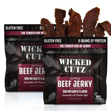 Wicked Cutz BBQ Mesquite Beef Jerky 21g Protein Per Bag Tender & Easy to Chew...