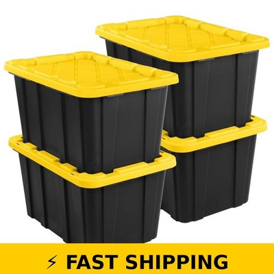 Sterilite 27 Gallon Heavy-Duty Storage Tote - Black/Yellow, 4-Pack