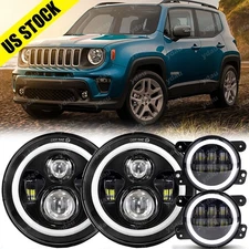 LED DRL Headlights Fog Light Black Combo For Jeep Renegade 2015-2023