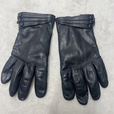 Vtg Genuine Lambskin Soft Leather Gloves Black 7.5 Cashmere Lining Warmei Brand