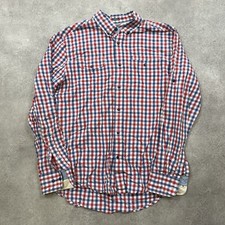 Tommy Hilfiger Shirt Mens Large Plaid Gingham Check Western Button Down, Red