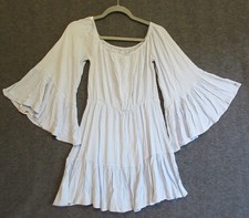 Missguided Dress Women's Size 8 Light Blue Bell Sleeve Mini 100% Viscose