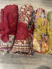 Wholesale Lot Kantha Quilt Indian Vintage Reversible Twin Handmade Blanket 2 PC