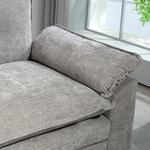 HOMCOM Divano Angolare Modulare con Pouf Contenitore in Ciniglia Grigio - Foto 10 di 10