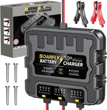 3 Bank Marine Battery Charger, 12V 30A 10A/Bank Smart Waterproof Onboard Boat