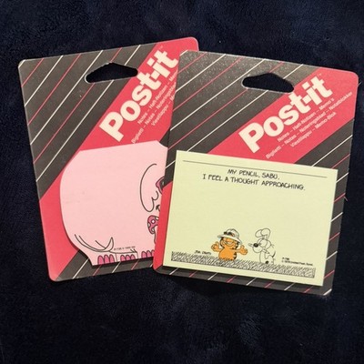 Vintage Garfield & Pink Elephant Post-It Notizblöcke Jim Davis 1980er?  Büro NOS