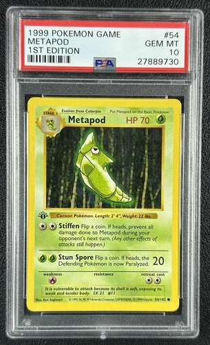 METAPOD PSA 10 1999 POKEMON 1ST EDITION #54/102 BASE SET 9730