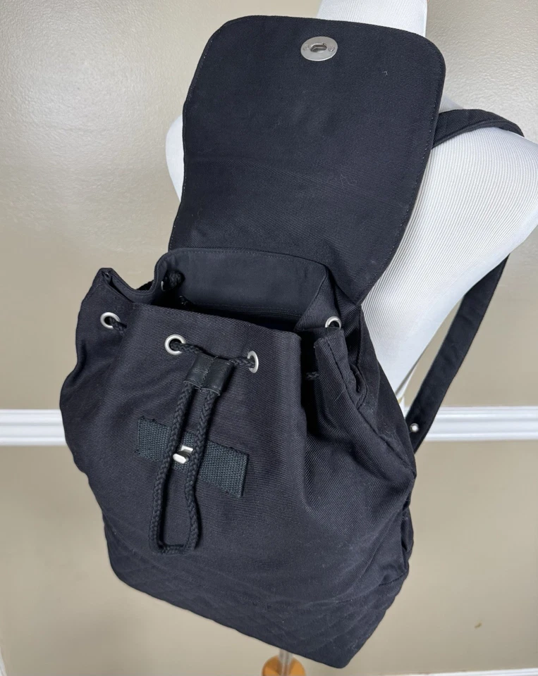 NUEVO CON ETIQUETAS GAP Acolchado Negro Mochila Bolso de Hombro Vintage Y2K Cartera Viaje Escolar Foto 4 de 4