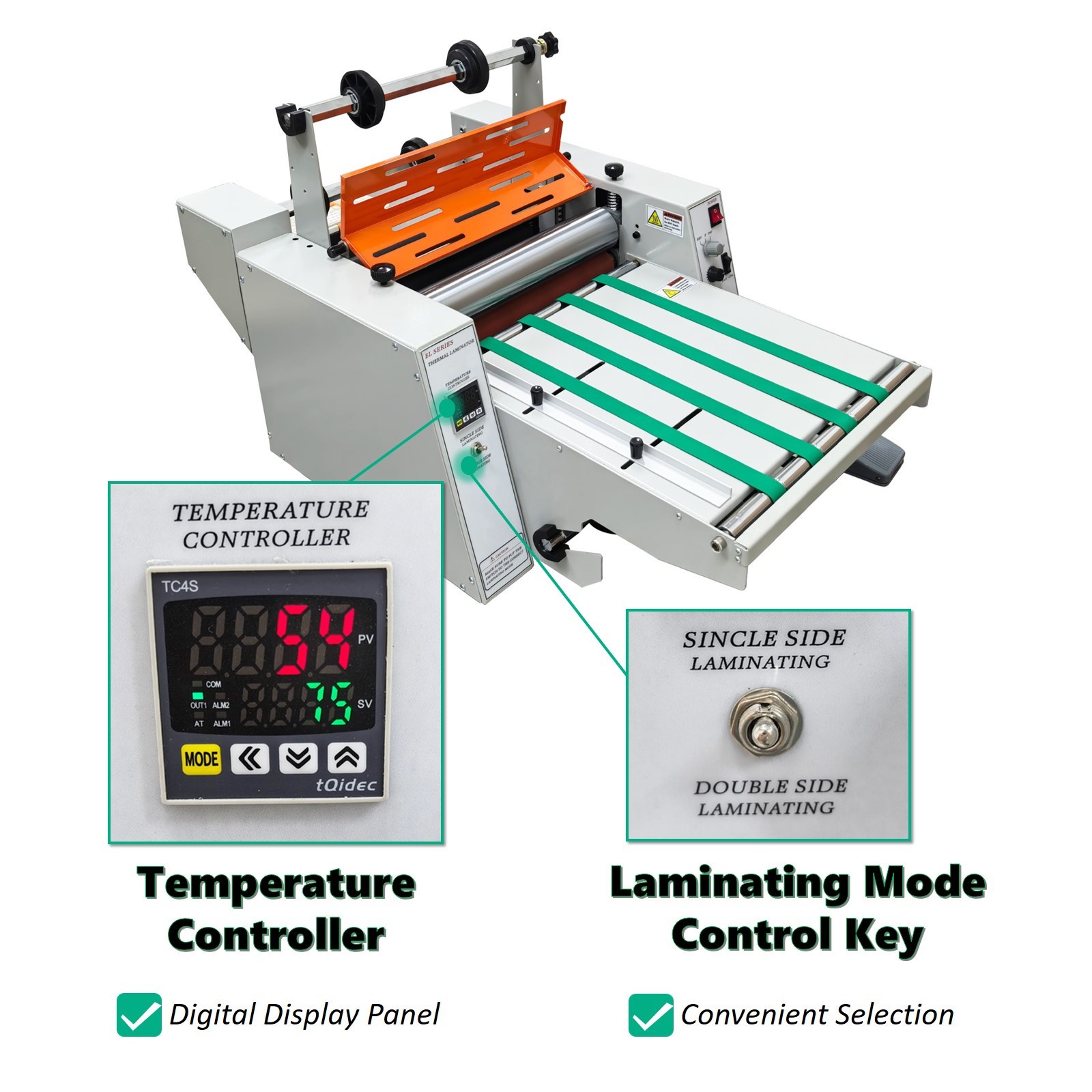 13'' Electric Steel Roller Thermal Laminator Single&Double Sided Laminating 110V