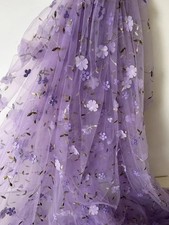 35"x51" Tulle Fabric by Yard Flower Embroidery Mesh Lace Fabric Soft Tulle La...