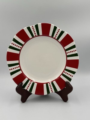 Pier 1  Christmas Stripe  Ironstone Salad Plate