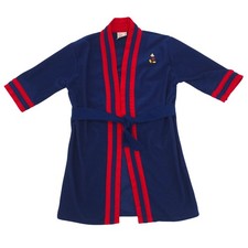 Disney Vintage Robe Mickey Mouse Navy Red Stripe 80s Made in USA Kids Size 5-6