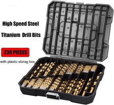 230Pcs HSS Drill Bit Set Jobber Twist Flute Titanium Coated Drill Metal Steel