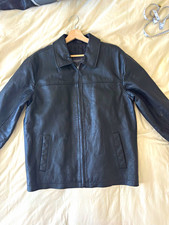 Covington Men  s Black Leather Full Zip Lined Jacket, Size L