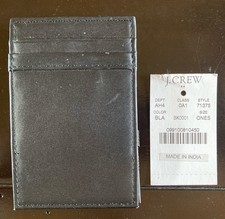 NWT J Crew Black genuine Leather Men  s minimalist Magic Wallet Rare 4.15  x 2.75  