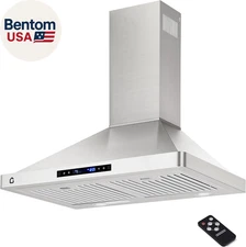 30 Inch Range Hood with 250 CFM Fan, Convertible Duct/Ductless Ventilation, Touc