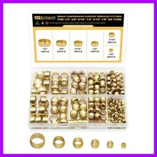 228PCS Brass Compression Sleeves Ferrules Kit Lines for Air, Water