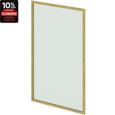 800mm Brushed Brass Over Bath Shower Screen Reversible Fluted Glass Square Frame