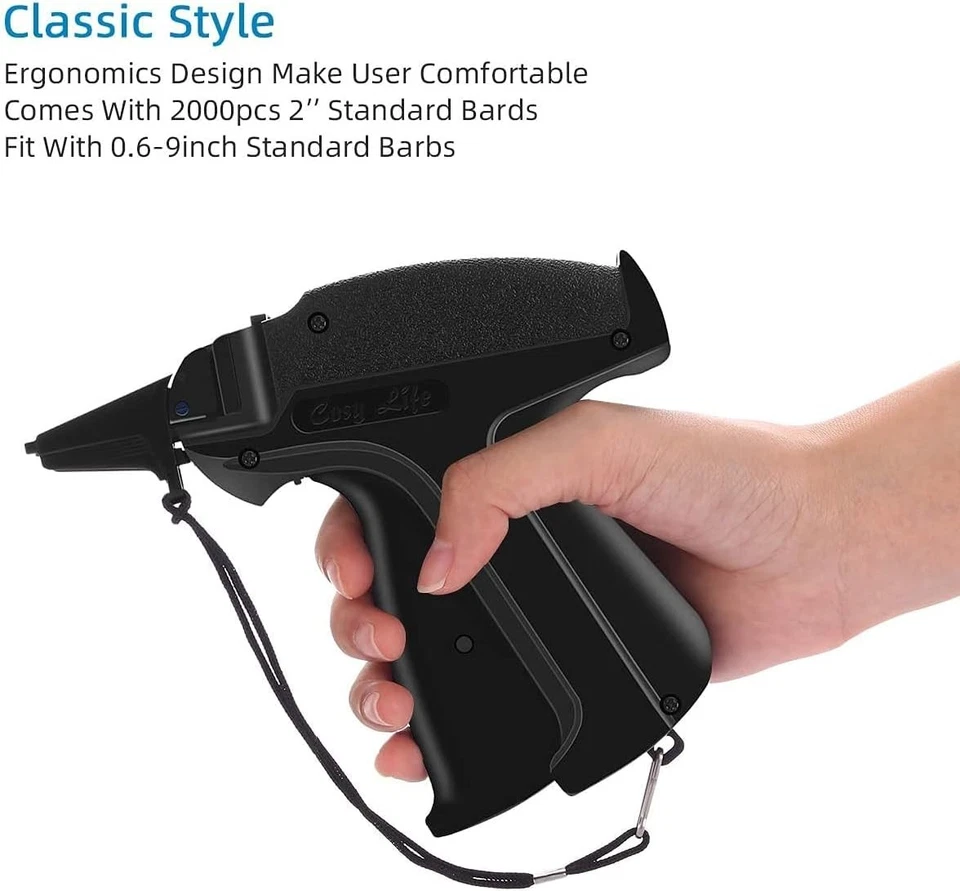 Pistola Etiquetadora Para Ropa Con 6 Agujas De Acero Y 2000 Etiquetas Tela Negra Foto 4 de 4