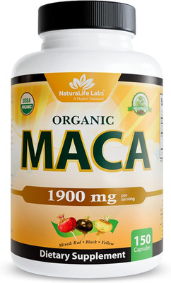 NaturaLife Labs Organic Maca Root   Black, Red & Yellow   1900 mg per Serving  