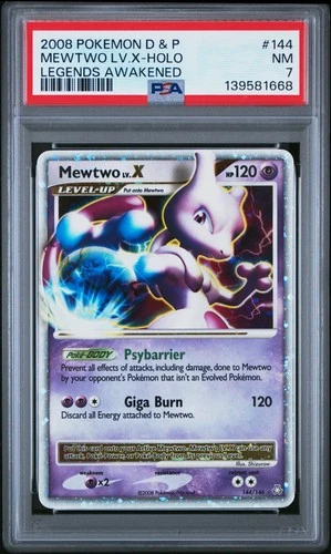 2008 POKEMON DIAMOND & PEARL LEGENDS AWAKENED #144 MEWTWO LV.X-HOLO PSA 7