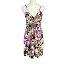 RJC women's multicolored floral v-neck sleeveless smocked summer dress large