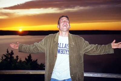 Lance Armstrong above Lake Austin in 1993 Cycling Sports Old Photo