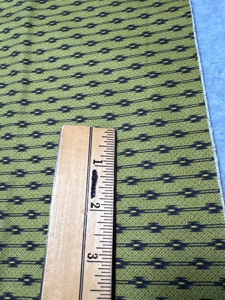 Green & Black Geometric Pattern Fabric 10" x 44" Cotton Blend for Sewing or Craf - Image 2 of 4