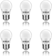 6 Pack A15 6W 120V E26 Base Small LED Refrigerator Light Bulb, Non-Dimmable 60W