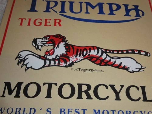 VINTAGE TRIUMPH T110 MOTORCYCLE DEALER TIGER 10" PORCELAIN METAL GASOLINE ⛽ SIGN