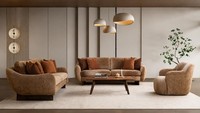 Braunes Sofa Set 3-Sitzer Sofa Sessel Wohnzimmer Weich Modern
