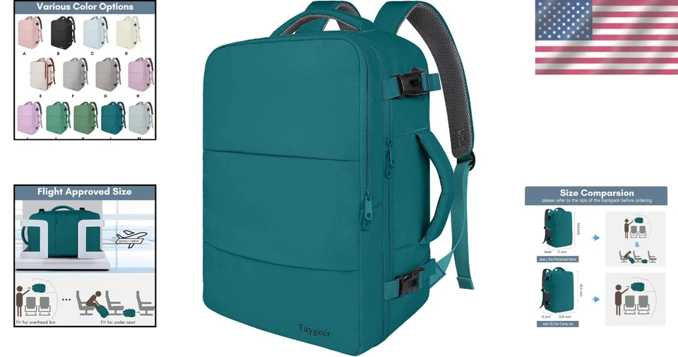 可转换 35L 随身背包 带 USB 充电 - 适用于旅行和大学 — 第 2/4 张图片