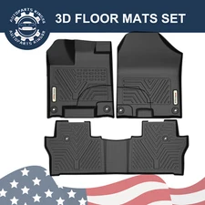 3Pcs Car Floor Mats For 2016-2022 Honda Pilot All-Weather Anti-Slip Floor Liners