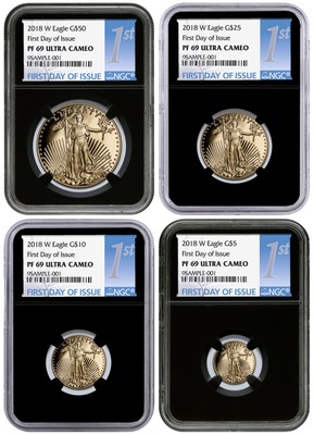 2018 W Gold American Eagle 4 Coin Proof Set Ngc Pf69 Uc Fdi