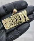 Solid Metal Men's Customized Name "GREEDY" Pendant 14K Yellow Gold Plated Silver