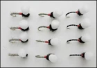 Suspender Buzzers, Fishing Flies 12 x Olive, Black & Hares Ear, Choice of Size
