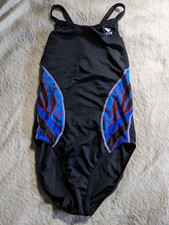 TYR One Piece Swimsuit Womens Sz 32 Blue Black Red Swim Suit