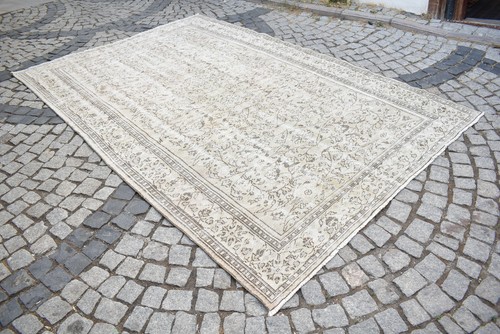 Turkish Rug 78'' x 121'' Vintage Kilim Anatolian Oushak Rug Bohemian Oushak Rug